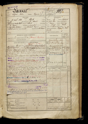 Lassal, Alfred Victor, né le 13 avril 1889 à Albert (Somme), classe 1909, matricule n° 997, Bureau de recrutement de Péronne