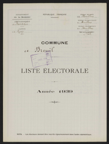Liste électorale : Breuil
