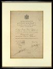 Diplôme décerné en 1930 à Joseph Magnani par le Roi Alexandre 1er de Yougoslavie