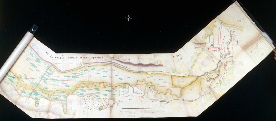 Plan de la vallée d'Hallu depuis Querrieu jusqu'à la Somme