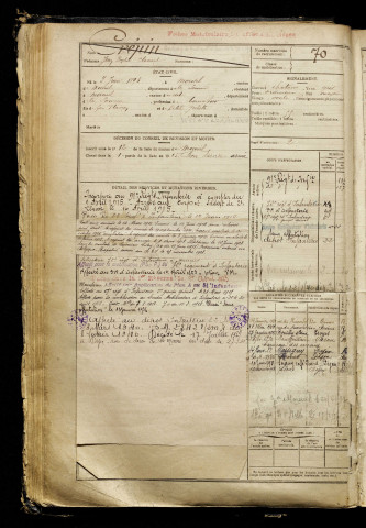 Crépin, Jean Baptiste Clément, né le 03 juin 1896 à Morisel (Somme), classe 1916, matricule n° 70, Bureau de recrutement de Péronne