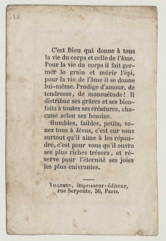 C'est pour tous qu'il répand ses bienfaits. L'Enfant Jésus avec une gerbe de blé