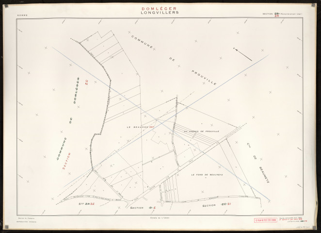 Plan du cadastre rénové - Domléger-Longvillers : section ZH