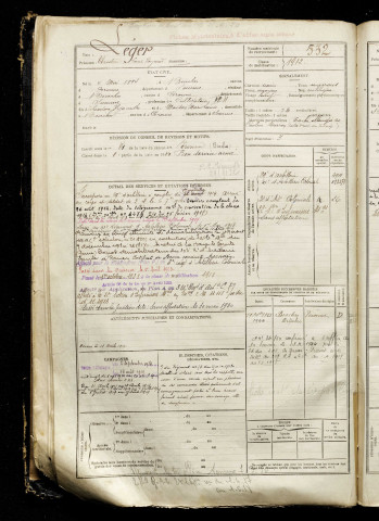 Léger, Théodore Louis Raymond, né le 04 mai 1894 à Biaches (Somme), classe 1914, matricule n° 532, Bureau de recrutement de Péronne