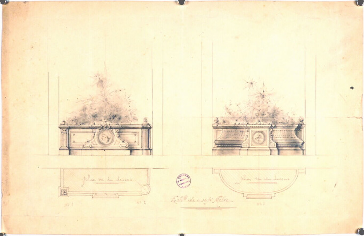 Projet de monument funéraire : dessin de l'architecte Delefortrie