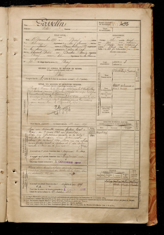 Gosselin, Victor, né le 08 novembre 1872 à Bray-sur-Somme (Somme), classe 1892, matricule n° 493, Bureau de recrutement de Péronne