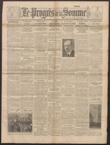 Le Progrès de la Somme, numéro 19576, 3 avril 1933