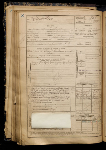 Lhotellier, Auguste, né le 02 mai 1869 à Pontoise (Val-d'Oise), classe 1889, matricule n° 756, Bureau de recrutement d'Amiens