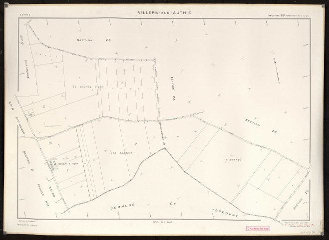 Plan du cadastre rénové - Villers-sur-Authie : section ZB