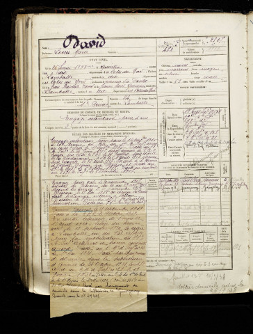 David, Louis Marie, né le 26 février 1898 à Quintin (Côtes-d'Armor), classe 1918, matricule n° 2507, Bureau de recrutement d'Amiens