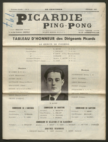 Picardie Ping-Pong. Bulletin mensuel de l'Alfred-Club Abbevillois, numéro 2 - 1ère année