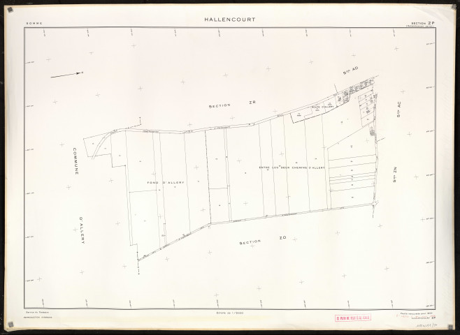 Plan du cadastre rénové - Hallencourt : section ZP
