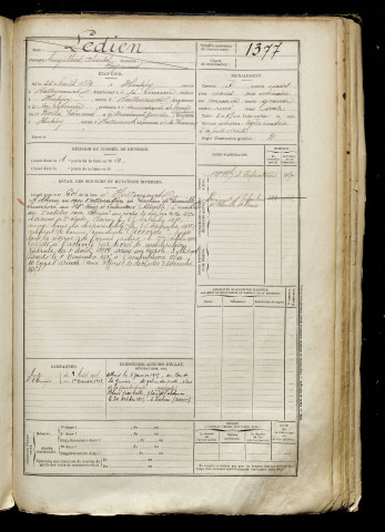 Ledien, Angilbert Charles Raymond, né le 26 août 1889 à Huppy (Somme), classe 1909, matricule n° 1377, Bureau de recrutement d'Abbeville