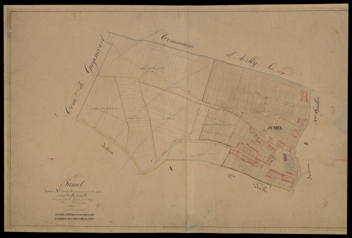 Plan du cadastre napoléonien - Jumel : Bois de Jumel (Le) ; Rue de Bas (La), A1
