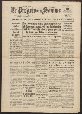 Le Progrès de la Somme, numéro 23104, 21 octobre 1943