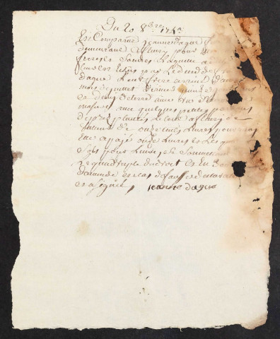 Centième denier du bureau de Conty pour la période du 6 mars 1742 au 5 novembre 1743