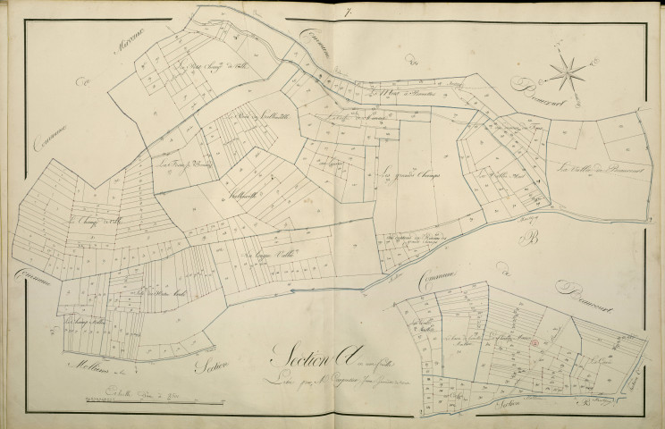 Plan du cadastre napoléonien - Atlas cantonal - Montigny-sur-L'hallue (Montigny) : A1 et A2