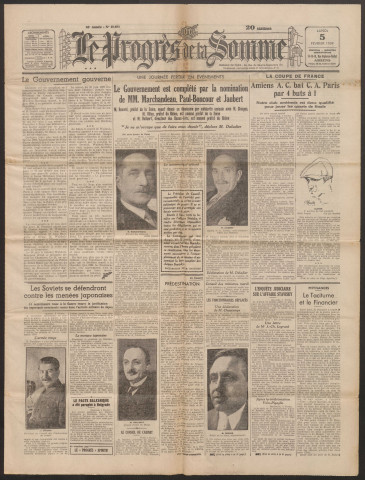 Le Progrès de la Somme, numéro 19884, 5 février 1934