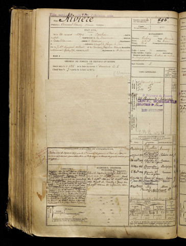 Rivière, Fernand Firmin Omer, né le 24 mars 1894 à Corbie (Somme), classe 1914, matricule n° 896, Bureau de recrutement d'Amiens