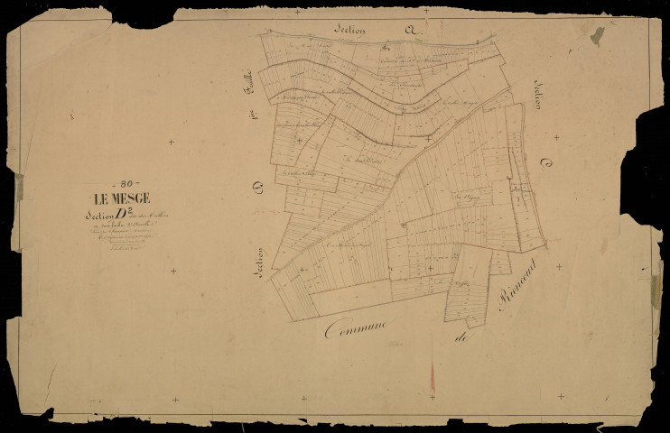 Plan du cadastre napoléonien - Mesge (Le) (Le Mesge) : Moëllons (Les), D2