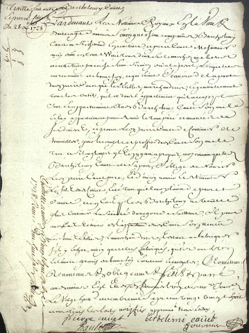 Etude de Me Jean Baptiste Fournier à Amiens (étude n°4). Minutes de l'année 1728