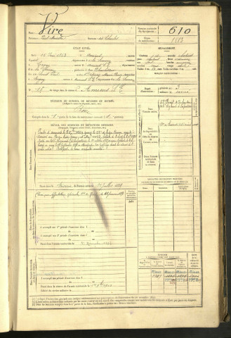 Vire, Paul Modeste, né le 15 juin 1863 à Amiens (Somme, France), classe 1883, matricule n° 610, Bureau de recrutement d'Amiens