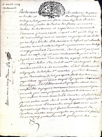 Etude de Me Adrien Dehen à Amiens (étude n°24). Minutes des années 1724-1742