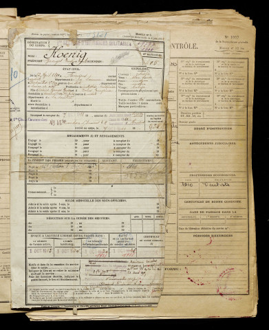 Koenig, Georges Eugène Emile, né le 12 avril 1890 à Amiens (Somme), classe 1910, matricule n° 532, Bureau de recrutement d'Amiens