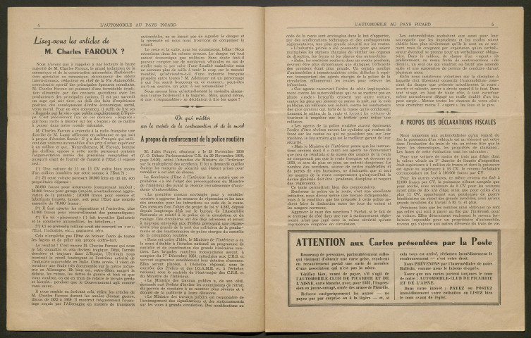 L'Automobile au Pays Picard. Revue officielle de l'Automobile-Club de Picardie et de l'Aisne, 365, janvier 1951