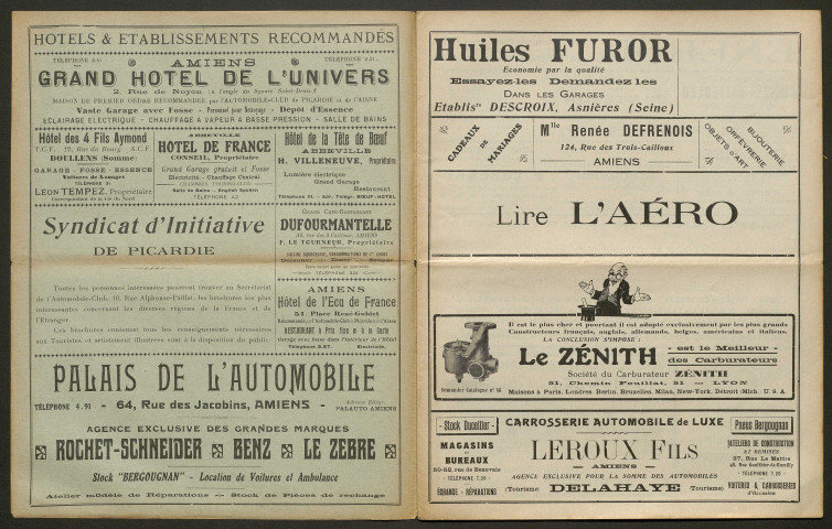 Automobile-club de Picardie et de l'Aisne. Revue mensuelle, 10e année, janvier 1914
