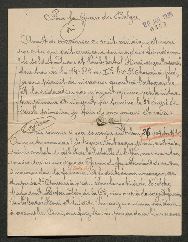 Témoignage de Carteleim, Camille et correspondance avec Jacques Péricard