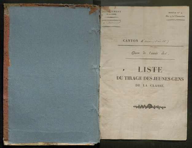 Tirage au sort (arrondissement d'Amiens) de l'année 1816