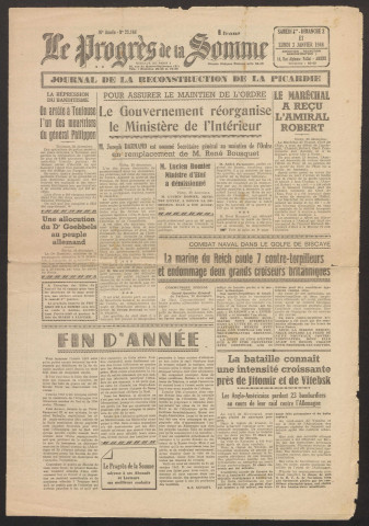Le Progrès de la Somme, numéro 23164, 1er - 2 - 3 janvier 1944