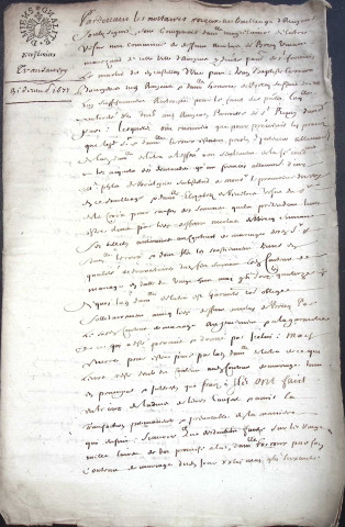 Etude de Me Jean Duval à Amiens (étude n°8). Minutes de l'année 1677