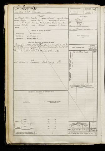 Gervoise, Louis Robert Fernand, né le 01 avril 1899 à Braches (Somme), classe 1917, matricule n° néant, Bureau de recrutement de Péronne