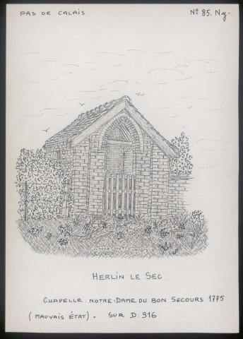 Herlin-le-Sec (Pas-de-Calais) : chapelle Notre-Dame du Bon secours - (Reproduction interdite sans autorisation - © Claude Piette)