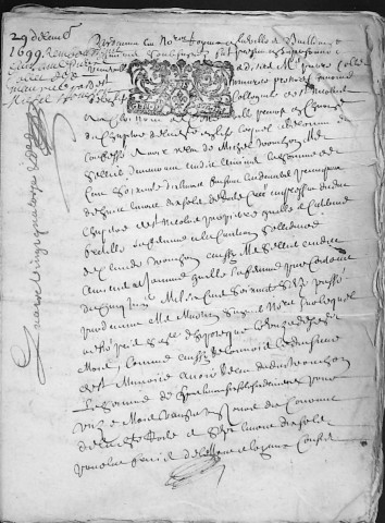 Etude de Me Henri Louette à Amiens (étude n°22). Minutes de l'année 1699