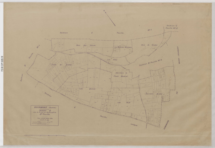 Plan du cadastre rénové - Boismont : section D2