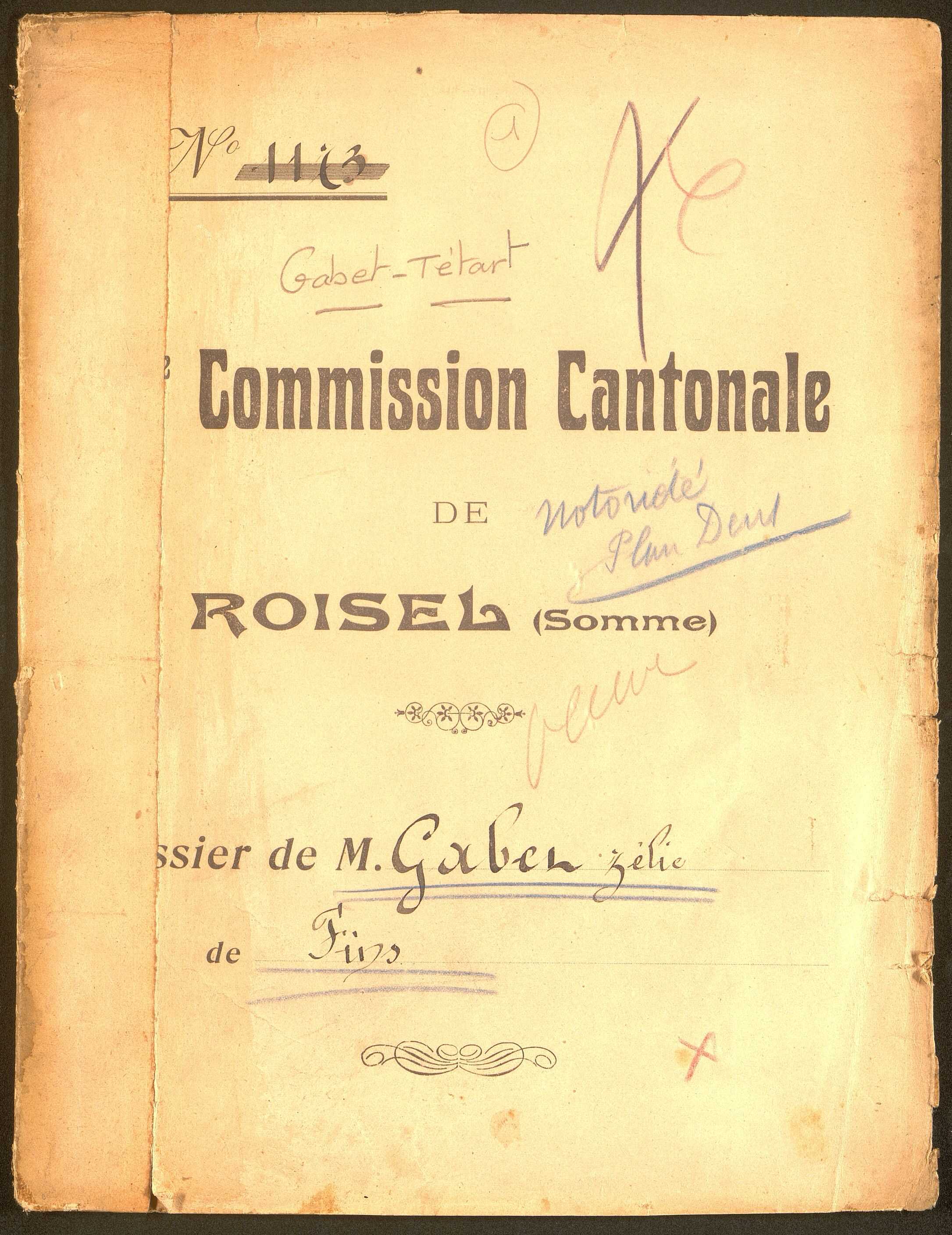 Fins. Demande d'indemnisation des dommages de guerre : dossier Gabet, Zélie