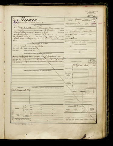 Rayan, Ernest Robert Edmond, né le 31 août 1899 à Hamel (Le) (Somme), classe 1917, matricule n° 464, Bureau de recrutement d'Amiens