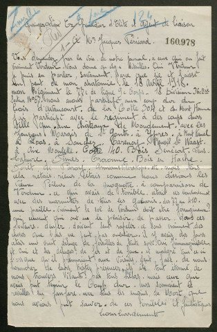 Témoignage de Granger, Léon (Grenadier d'élite et agent de liaison) et correspondance avec Jacques Péricard