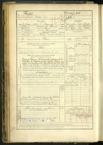 Gras, Louis Joseph Bénoni, né le 2 mars 1862 à Brouchy (Somme, France), classe 1882, matricule n° 46, Bureau de recrutement de Péronne
