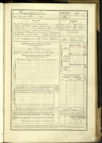 Franquelin, Auguste Nestor, né le 11 décembre 1860 à Coulonvillers (Somme, France), classe 1880, matricule n° 398, Bureau de recrutement d'Abbeville