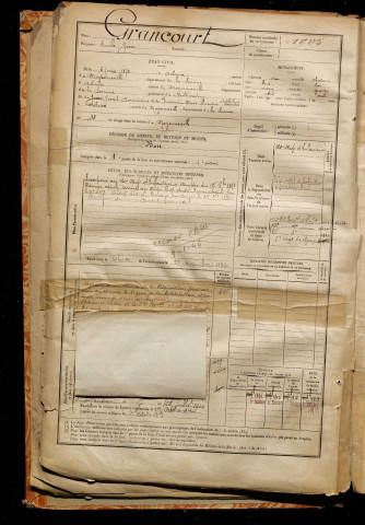 Grancourt, Emile Josse, né le 05 juin 1872 à Acheux-en-Vimeu (Somme), classe 1892, matricule n° 1005, Bureau de recrutement d'Abbeville