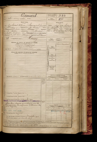 Gamard, Arthur Adrien Nicolas, né le 05 mars 1870 à Beaucamps-le-Jeune (Somme), classe 1890, matricule n° 325, Bureau de recrutement d'Amiens