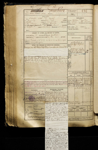 Gombart, Hector Hildevert Désiré, né le 01 octobre 1896 à Coivrel (Oise), classe 1916, matricule n° 232, Bureau de recrutement de Péronne