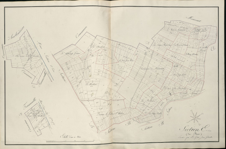 Plan du cadastre napoléonien - Atlas cantonal - Proyart : Chemin d'Harbonnières (Le) ; Bois (Le), D2, D3 et E1