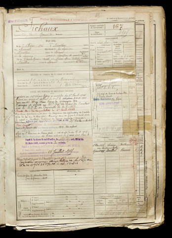 Fichaux, Léon Paul Maurice, né le 07 février 1901 à Arvillers (Somme), classe 1921, matricule n° 167, Bureau de recrutement de Péronne