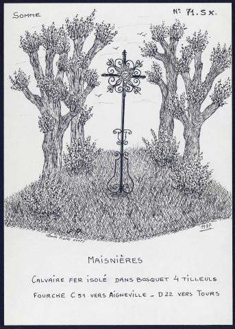 Maisnières : calvaire en fer isolé - (Reproduction interdite sans autorisation - © Claude Piette)