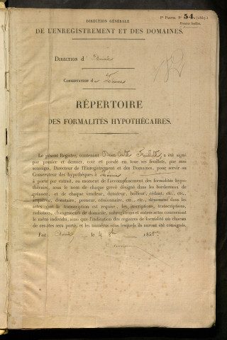 Répertoire des formalités hypothécaires, du 09/06/1859 au 27/08/1859, registre n° 182 (Péronne)